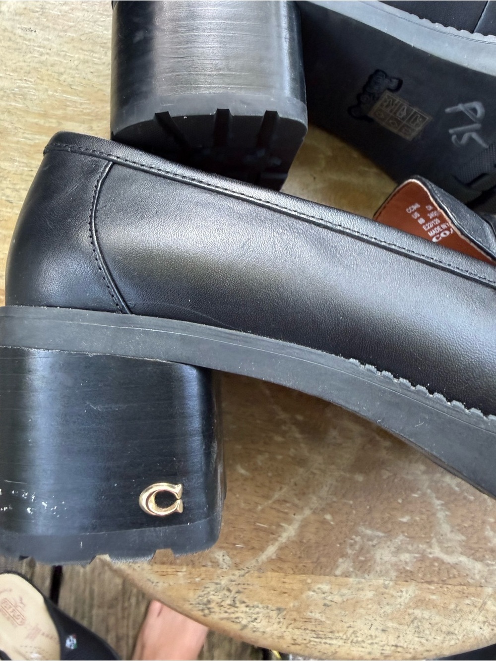 Coach Colleen platform loafers black leather women’s size 8 EUC 90s inspired - Picture 6 of 9